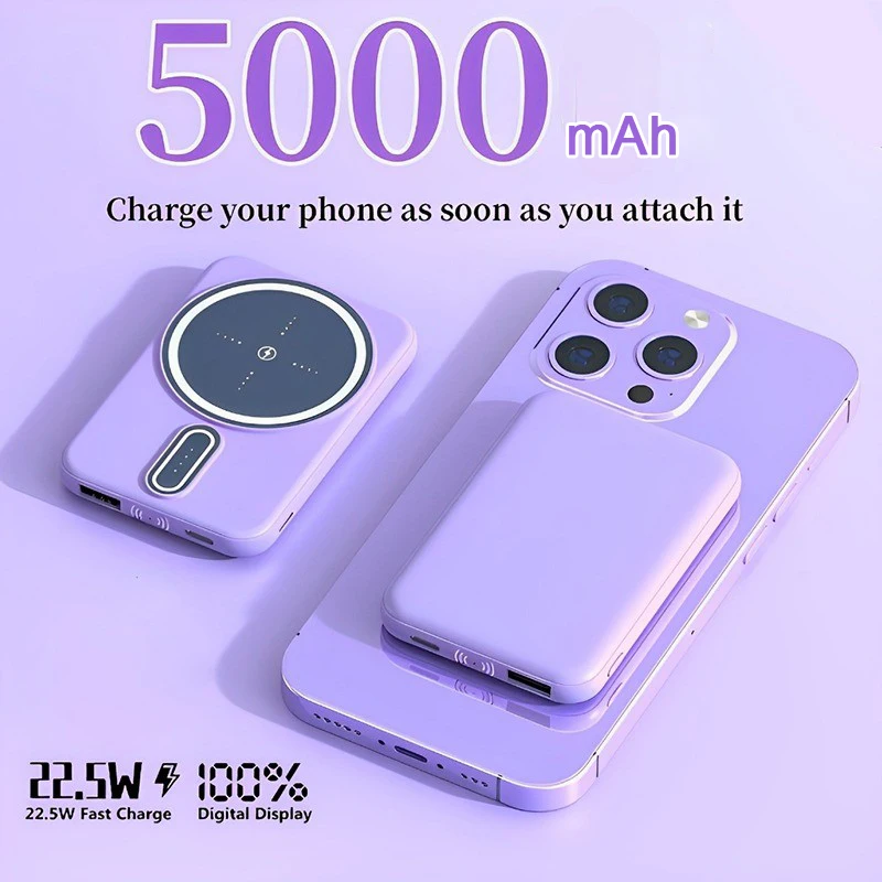 5000Mah Mini Magnetic Power Bank Wireless Power Bank 3.0A Safe Travel Ricarica Magnetica Wireless Per Magsafe Iphone Samsung
