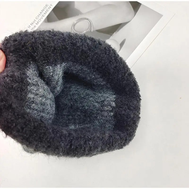 Knitted Beanie Women's Retro Warm Woolen Winter Hat Contrast Dome_voghion.com