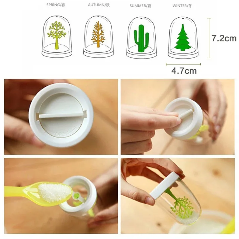 Creative Four Seasons Animal Plants Transparent Plastic Spice Jar seasoning jar salt shaker spices bottle salt pepper shakers 4pcs/set