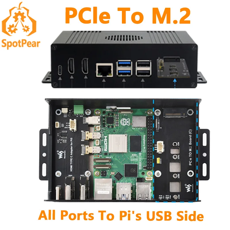 Raspberry Pi 5 ボックス ケース キット-C PCIe から M.2 NVMe SSD へ