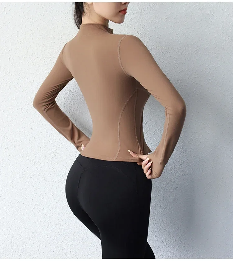 Sports Jacket Yoga Jacket Yoga Coat Short Sports Jacket Women's Fitness Clothes Slimming Body Sculpting Zipper Yoga Jacket