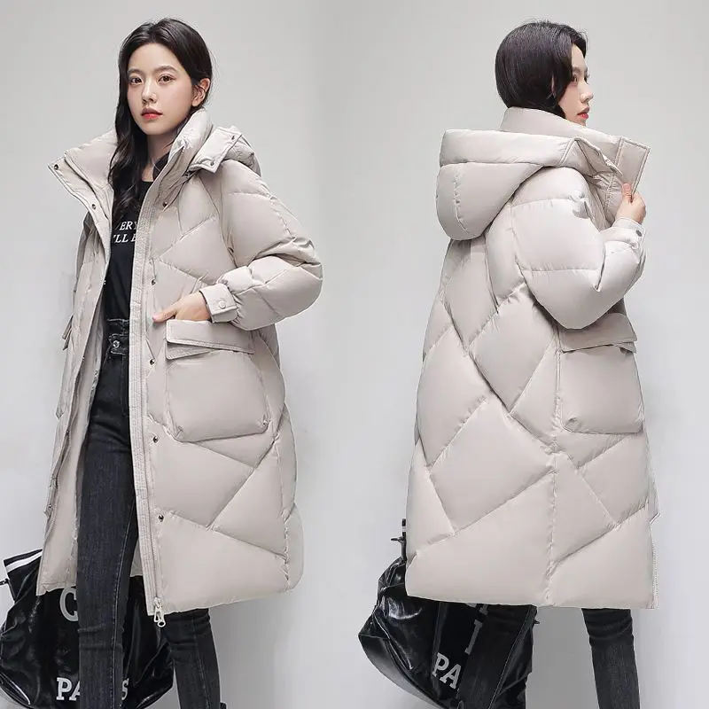 

2023 New Women Down Jacket Winter Coat Female Medium Style Loose Parkas Relaxation Outwear Hin Thin Intensification Overcoat