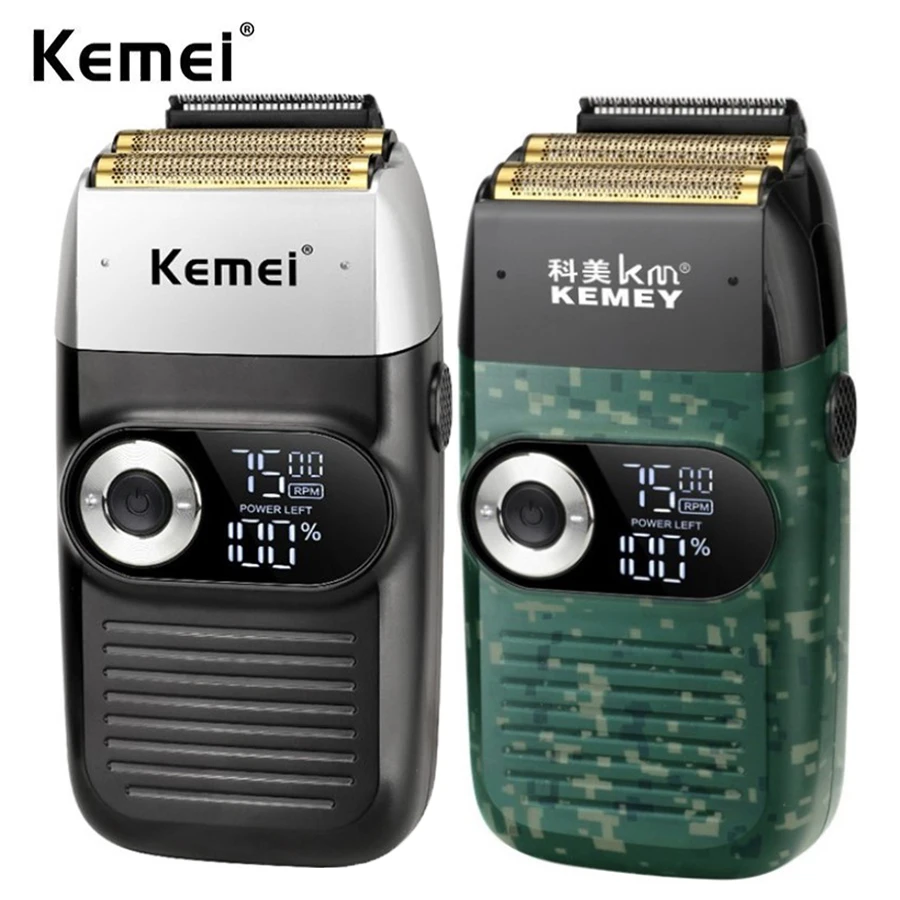 

Перезаряжаемый триммер для бороды от Kemei, бритвенный станок для мужчин, моющаяся бритва с двойной сеткой и возвратно-поступательным движением, 5 Вт