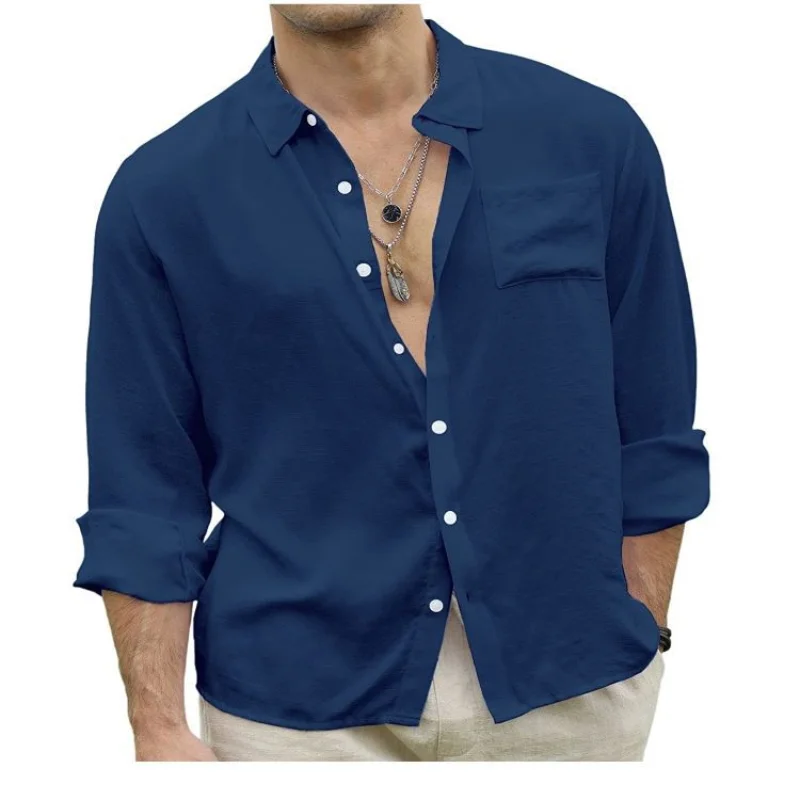 

Mens Social Dress Shirt Brand Luxury Clothing Men 2023 Summer Shirt Cotton Linen Cardigan Long Sleeve Youth Shirts Blouse Tops