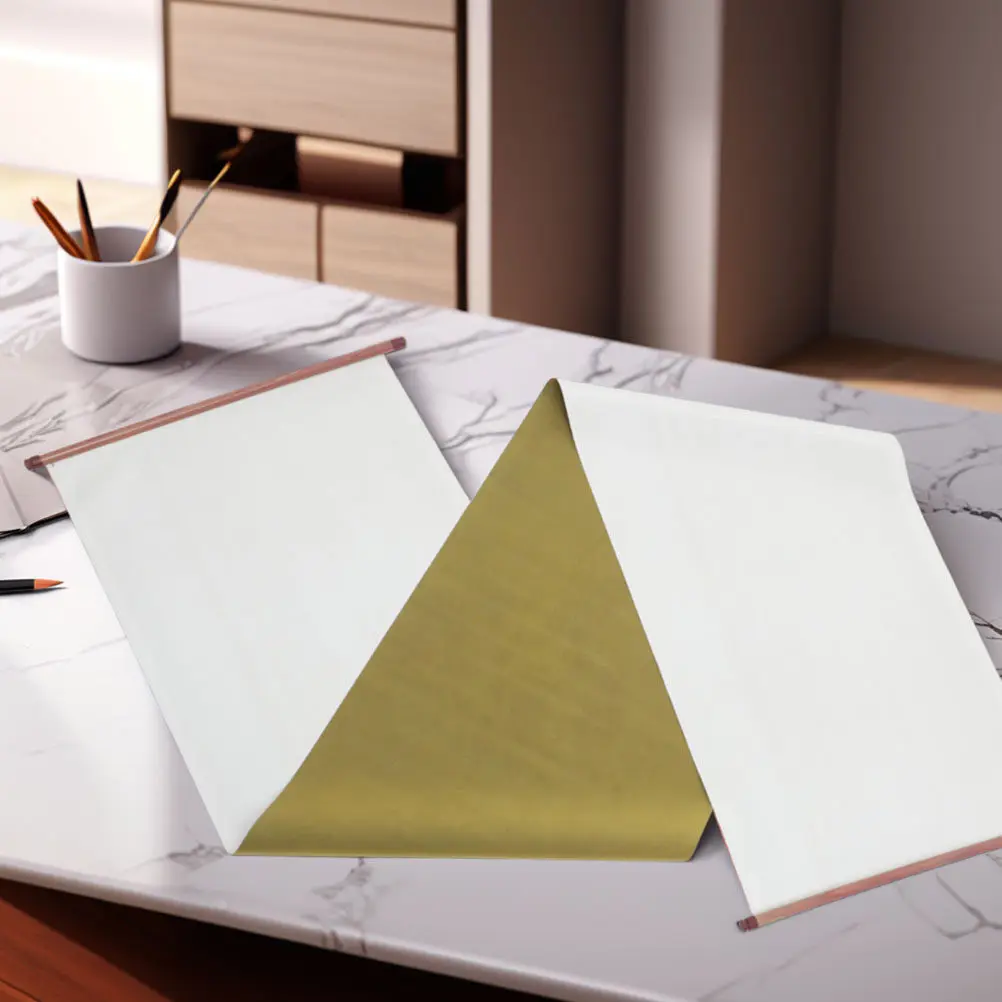 2Pcs 빈티지 중국 서예 스크롤 물 쓰기 천 빈 연습 매트 초보자를위한 전통 플란넬 PP 패브릭