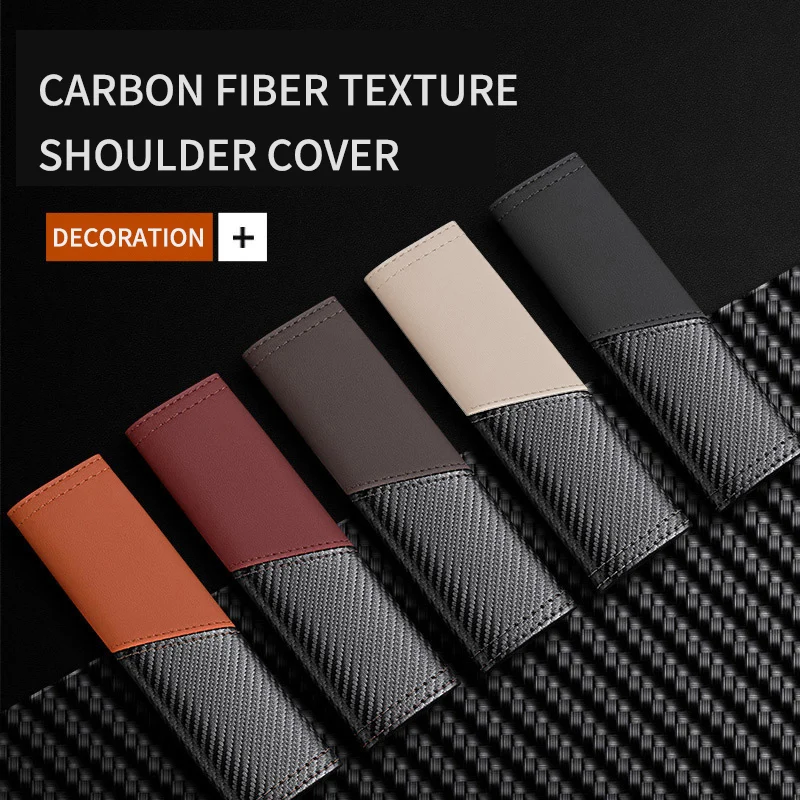 2PCS Car Safety Belt Shoulder Pad Carbon Fiber Texture Seat Belt Cover Shoulder Protector Auto Interior Accessories seat belt covers seat belt protector safety belt shoulder guard