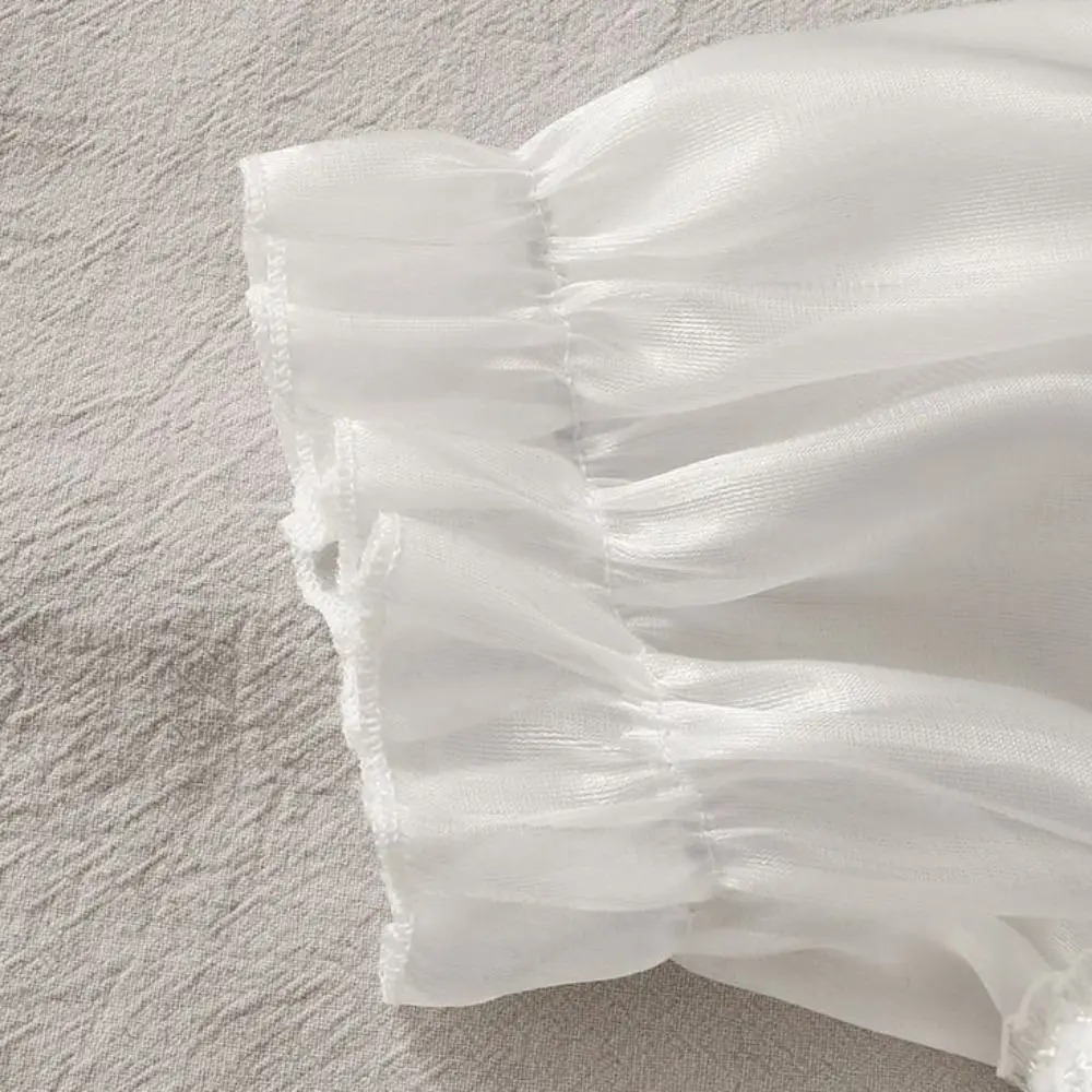 Pleated Puff Sleeve Crop Top Knitwear Slim Fit Lace Bow Knit T-shirt Spicy Girl Style Female Clothing Sweet Top Women Summer