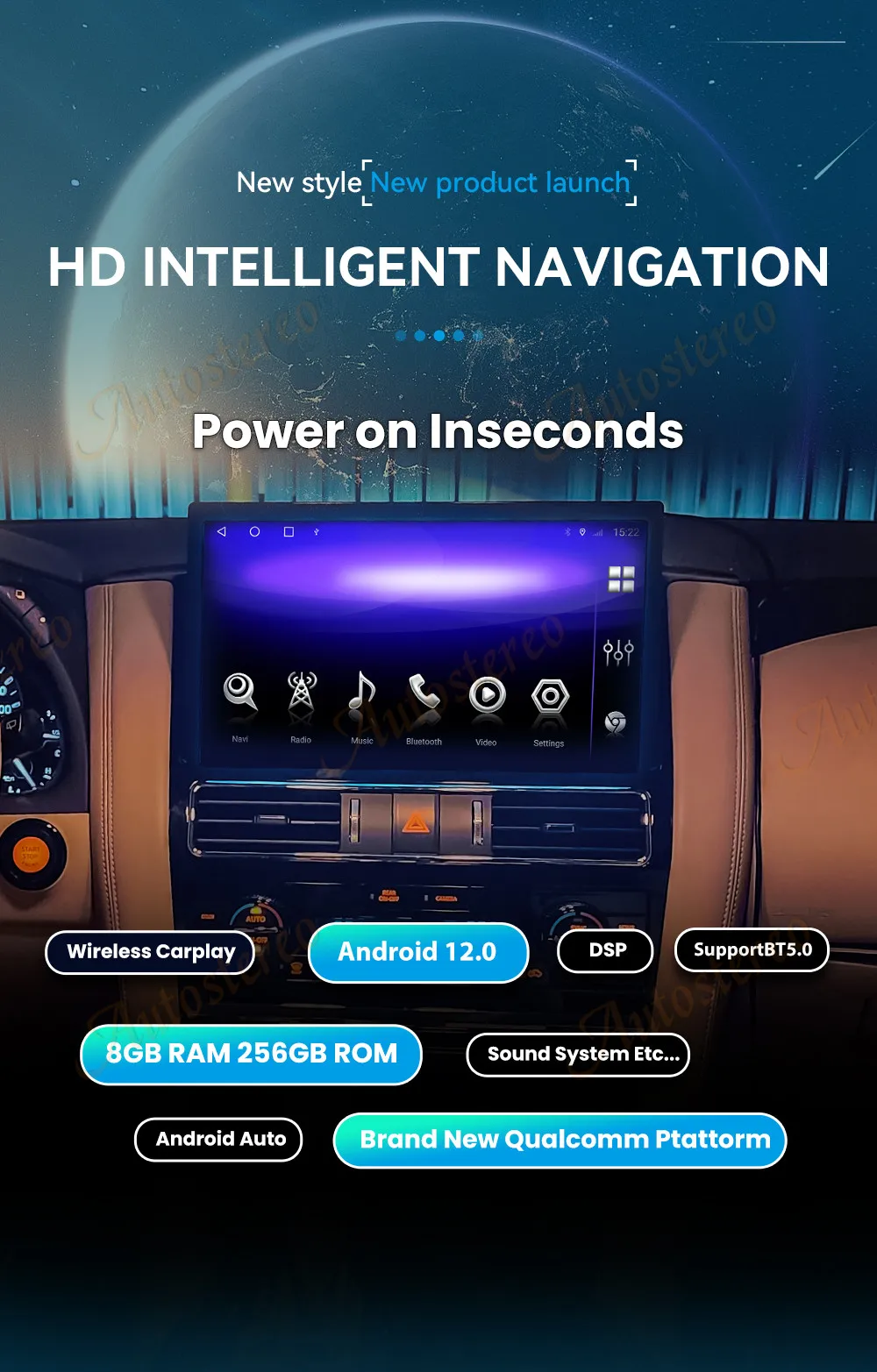 13.3 Carplay Android 13 For Nissan Patrol Y62 2010-2023 Car GPS Navigation Head