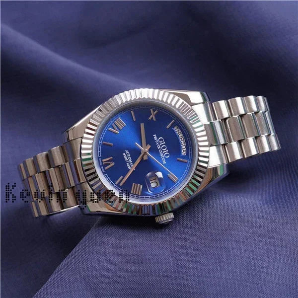 

Luxury New Automatic Watch for Men Mechanical Watches Stainless Steel Silver Gold Daydate Black Blue Green Rome Sapphire Glass