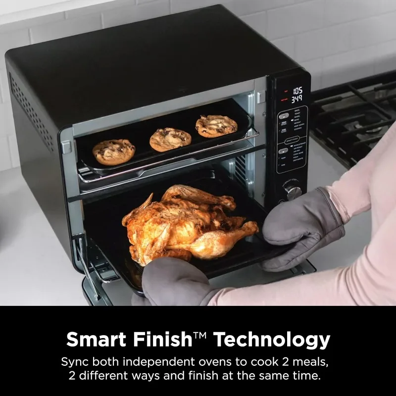 Ninja, Toaster Oven, Double Oven with FlexDoor, FlavorSeal & Smart Finish, Rapid Top Oven, Air Fry, Bake, Roast, Toast, Fry 4