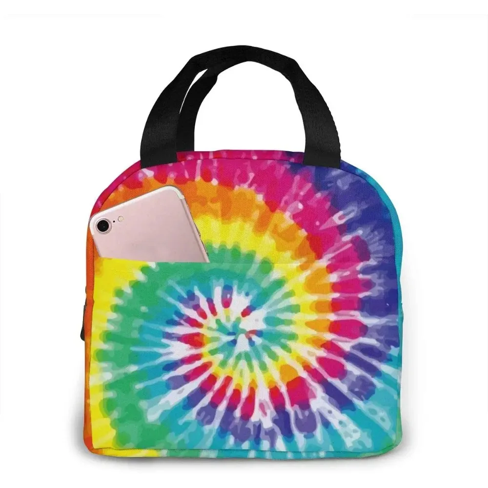 

Портативная изолированная сумка-тоут для ланча Tie Dye, многоразовый Ланч-бокс для мужчин, женщин и детей