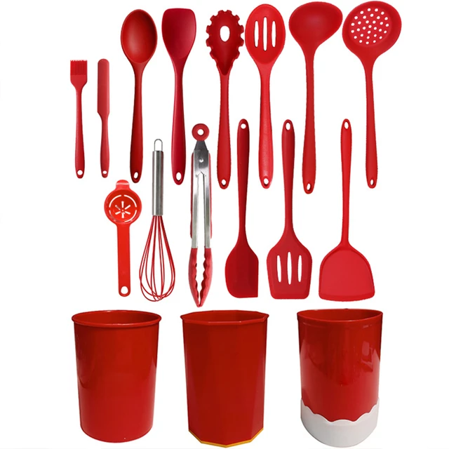 15pcs Silicone Cooking Utensils Set Dishwasher Safe Spatula Spoon Brush  Gadgets Tools 446°F Heat Resistant Kitchen Utensils - AliExpress