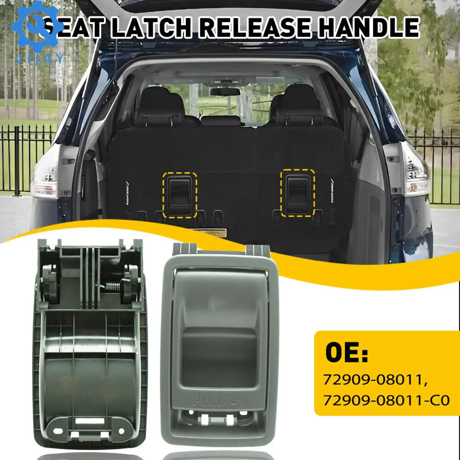

1PC Rear Folding Seat Latch Release Handle Bezel for 2014-2018 Toyota Sienna 72909-08011 Car Accessories