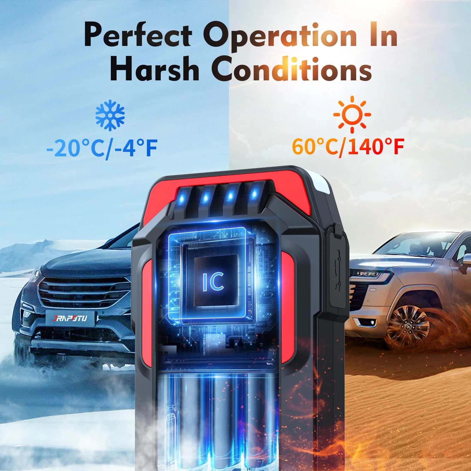 Portable Car Jump Starter 2500A Peak Battery Jumper Starter 12V for 8