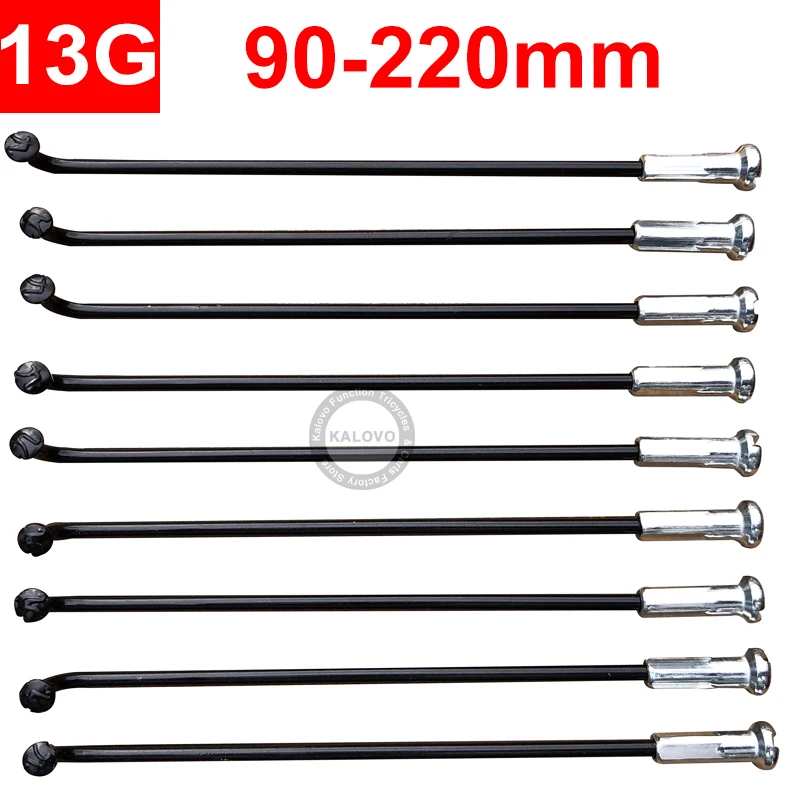 20Pcs Bicycle Steel Spokes 13G Dia = 2.2m Black Bicycle Spokes With Nipples 90-220mm Bike Parts