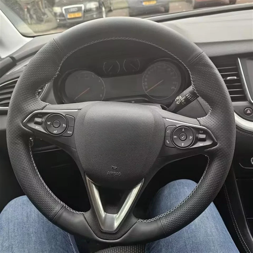 Stuurhoes Auto Stuurhoes D Vorm Leer Voor Grandland X Voor Insignia CT 2017 2018 2019 2020 2021 2022 Stuurwiel Hoes (Kleur : Rood