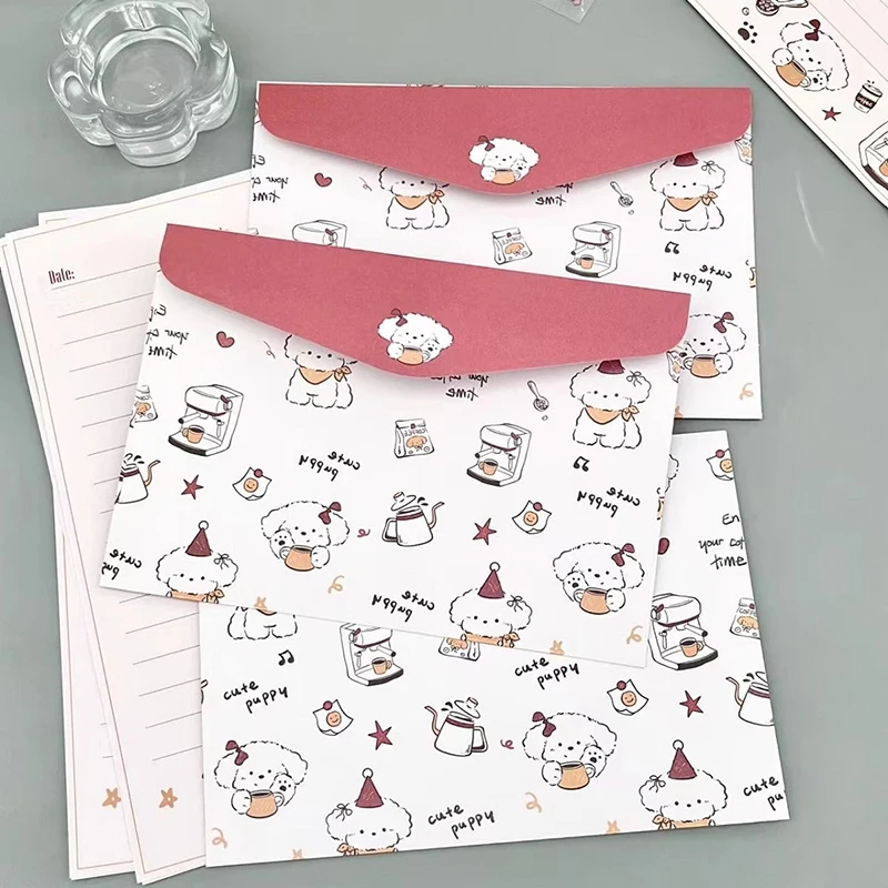 Cute Cartoon Dog Envelopes 8pcs/set for Letters DIY Letter Pad Gift Wrap Bag Wedding Party Invitation Card Cover Cute Stationery kraft paper envelopes mini envelopes