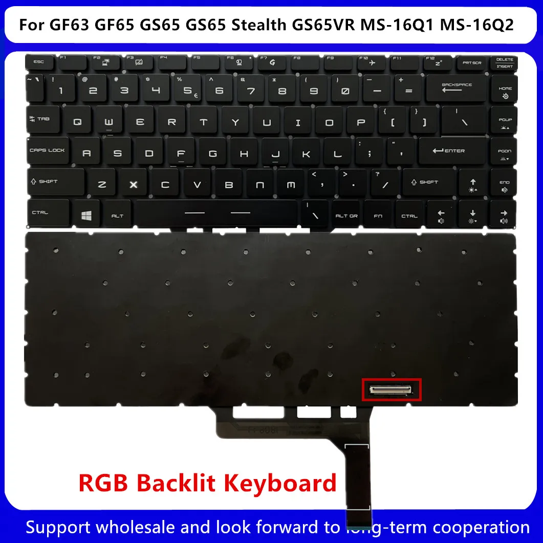 para Msi Gf63 Gf65 Gs65 Stealth Fino 9sd 9se 9sf 9sg Gs65vr Ms16q1 Ms-16q2 us Teclado por Chave Rgb Retroiluminado Novo