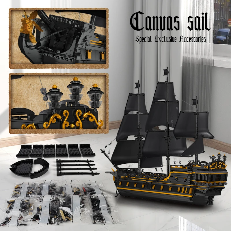 Mould King 13186 Movie Toys The Big Black Pearl Model Pirate Ship