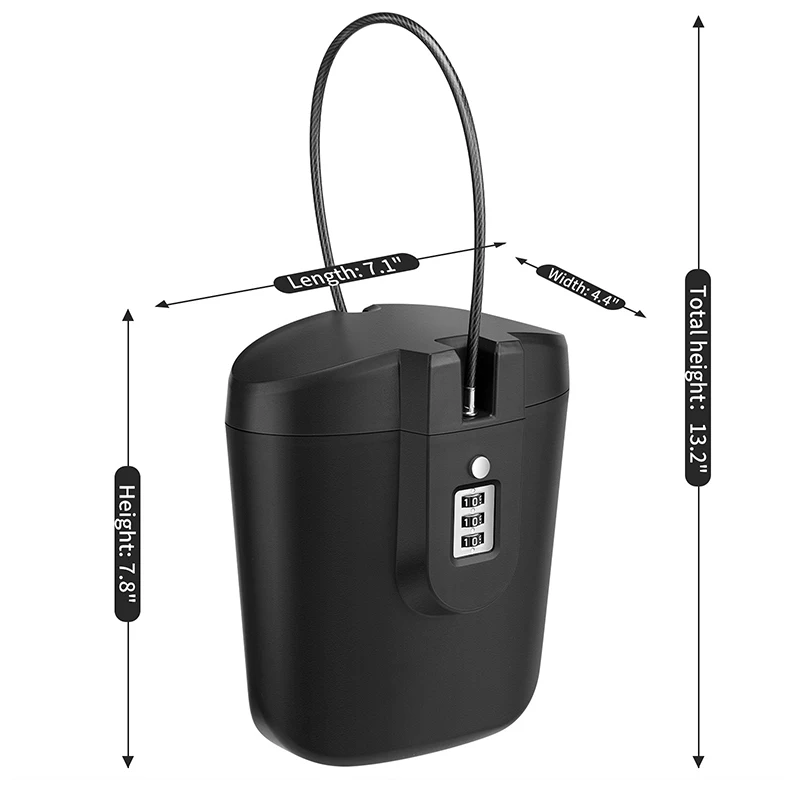 Portable Safe Box 2L 3-Digit Combination Lock with Rope Outdoor Camp Sports Beach Safe Case Bucket Hidden Security Storage Box image_1
