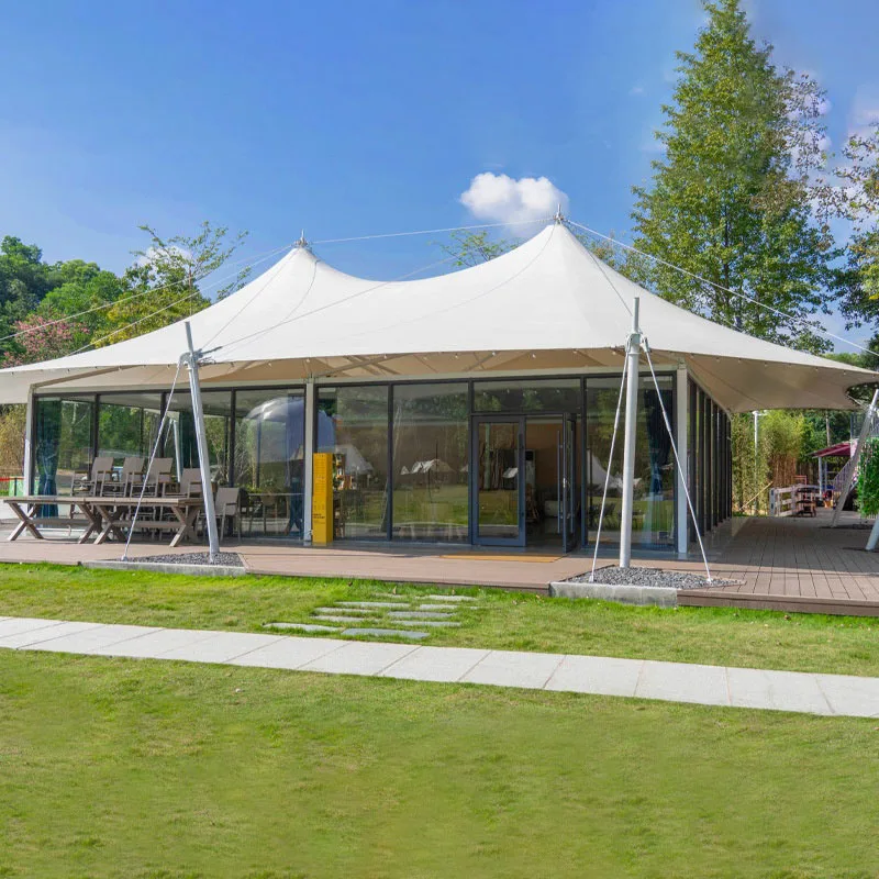 Camp Tensile Membrane Structure Sunshade And Warm Spire Wild Luxury Hotel Tent One Bedroom And One Living Room European Style Te