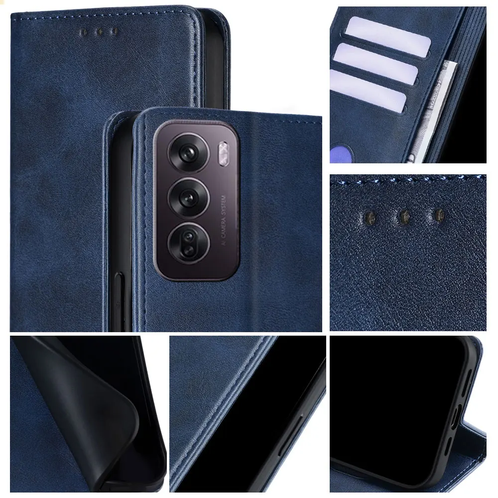 Leather Magnetic Flip Wallet Case with Card Slots and Holster - Protective Cover