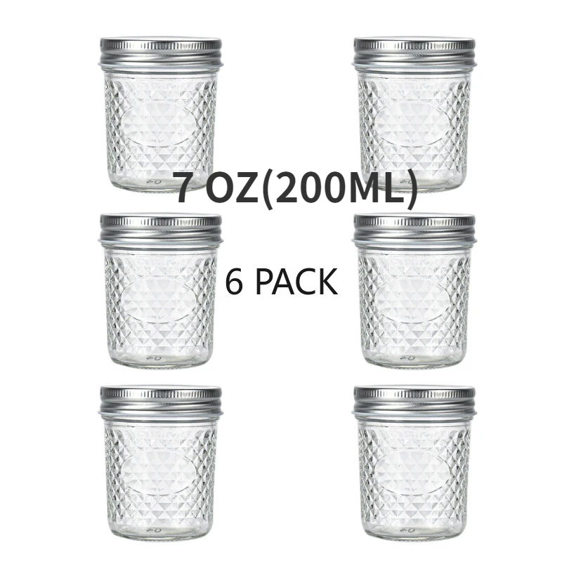 6 oz Glass Jars with Lids, 7 oz