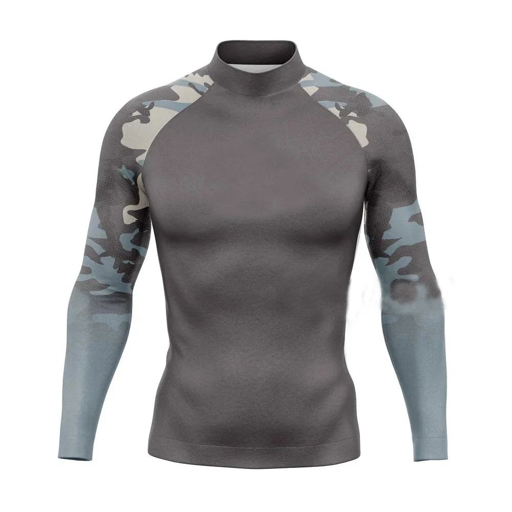 Men Swim Surfing T-shirt Beach UV Protection Swimwear Rash Guard Long Sleeve Diving Wetsuit Summer Apparel Tight Wear