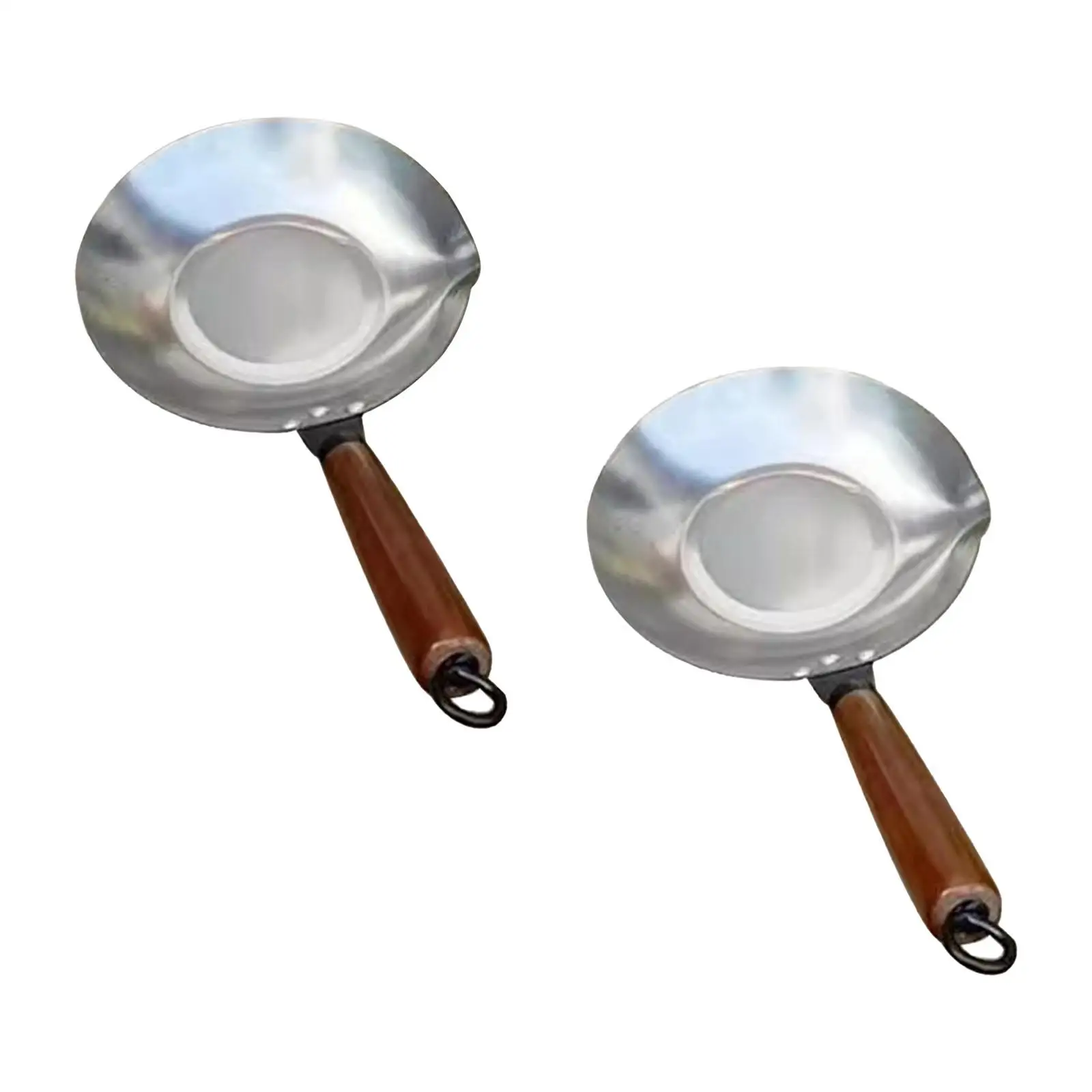Sugar Pan Wok with Pour Spout with Wooden Handle Sugar Dipping Pan for Chocolate Cooking Tanghulu Making Candied Haws Snacks