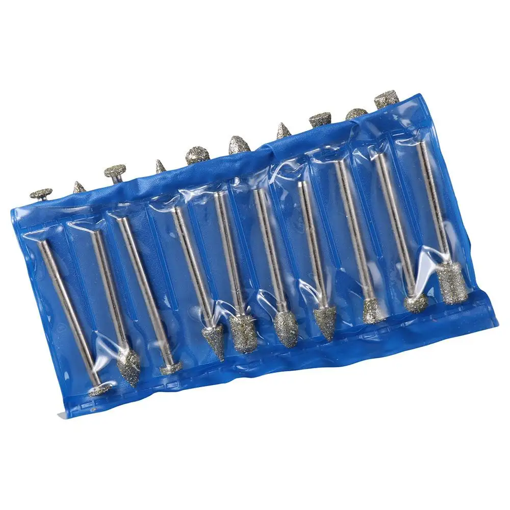 

20pcs 1/8 Inch Shank Stone Carving Set Metal 6MM head Grinding Burrs 6 different shapes Polishing Diamond Burrs Craft Carving