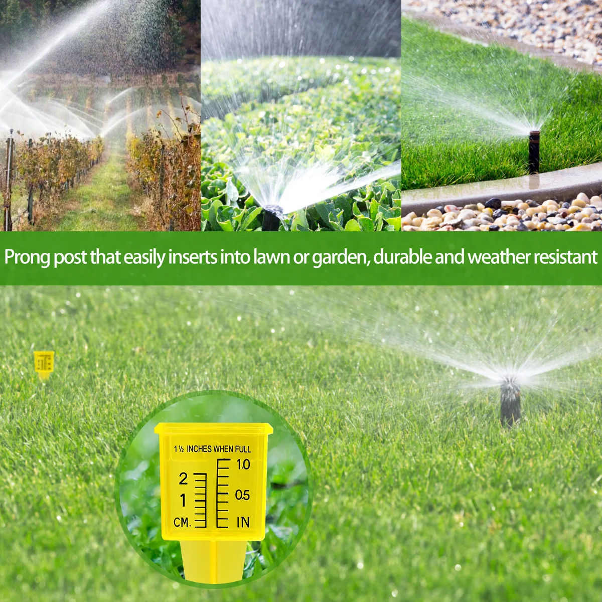 10pcs Durable Plastic Sprinkler Bright Yellow Transparent Rain Gauge Garden Water Gauge Outdoor Water Measuring Reusable Tool
