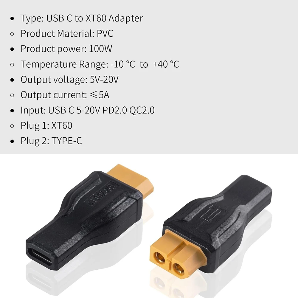 Adaptateur batterie XT60 mâle du câble chargeur USB-C, idéal pour drone et RC