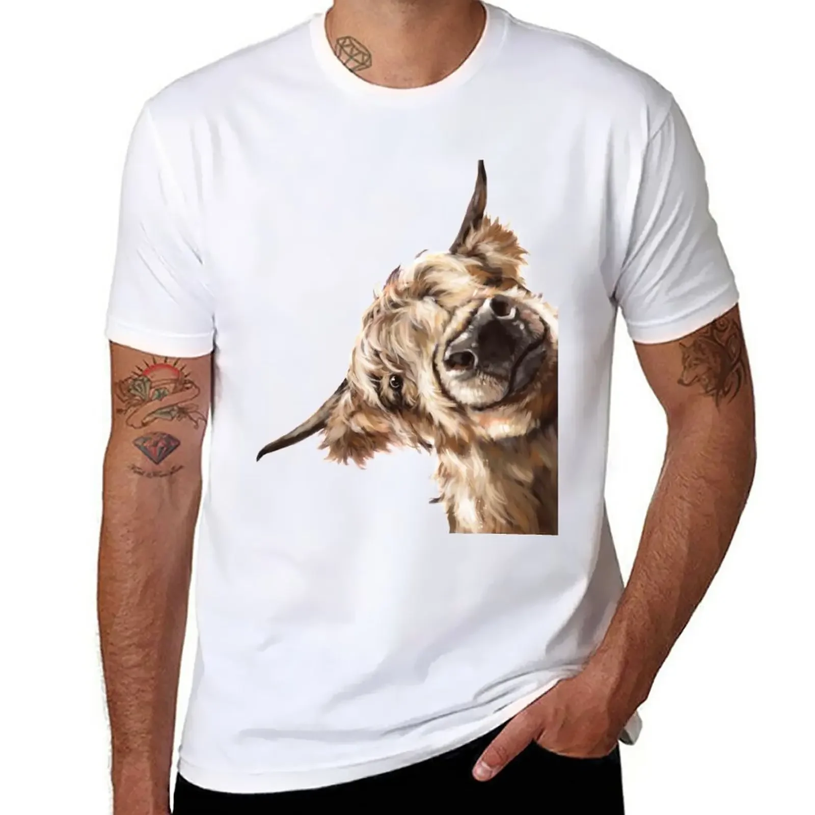

Sneaky Highland Cow T-Shirt sweat summer tops mens graphic t-shirts funny