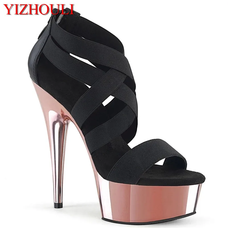 

6-inch, sexy stiletto heels, 15cm electroplated stiletto heels with cross lacing, stage pole dance shoes