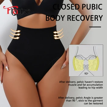 Flarixa High Waisted Thong Shapewear for Women Stomach Tummy Shaper Panties Belly Slimming Underwear Briefs Breathable T-back 5