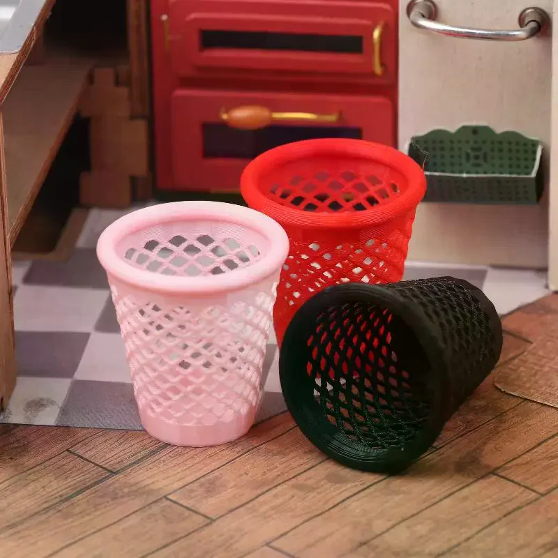 1/12 Dollhouse Mini Hollowed-out Trash Can - Micro Living Room Furniture Decoration Dolls House Scene Ornament Model