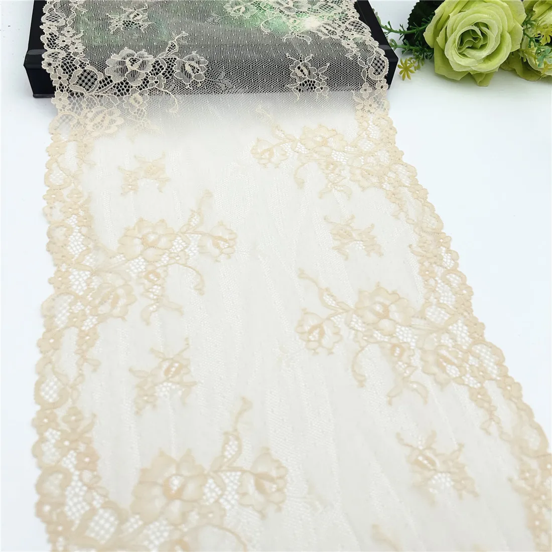 Width 23cm Skin Beige Stretch Elastic Lace Trim 1