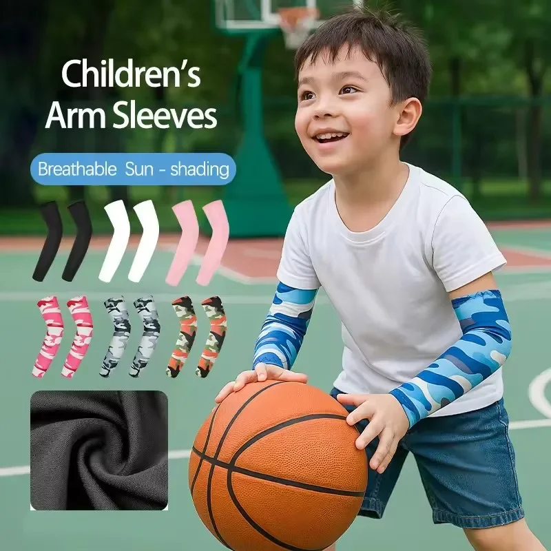 أطفال رياضية تبريد أكمام أذرع تبريد حماية من الأشعة فوق البنفسجية غطاء للشمس مرونة الجليد الكفة الذراع دفئا للفتيات والفتيان 6-16 سنة ركوب الدراجات