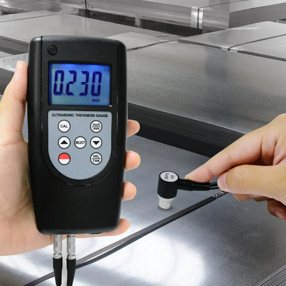 

Digital Ultrasonic Thickness Meter 0.75~400mm for Material Measurement Quartz Glass PVC Polyethylene Testing Measuring Tool