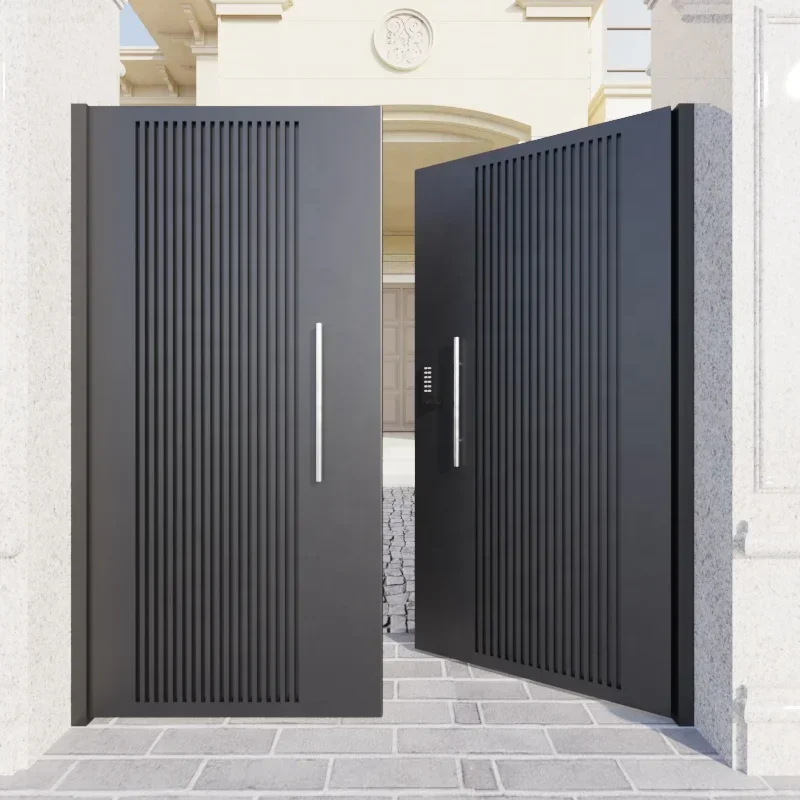 Courtyard Entrance, Villa Entrance, Aluminum Alloy Double Door, Painted Brushed, Customized Size and Color, Durable 4