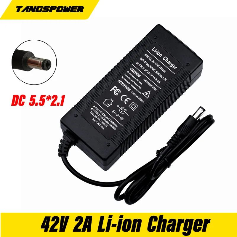Battery Charger 42V 2A for 36V 2A Li-ion Battery Pack 5.5*2.1mm DC Plug