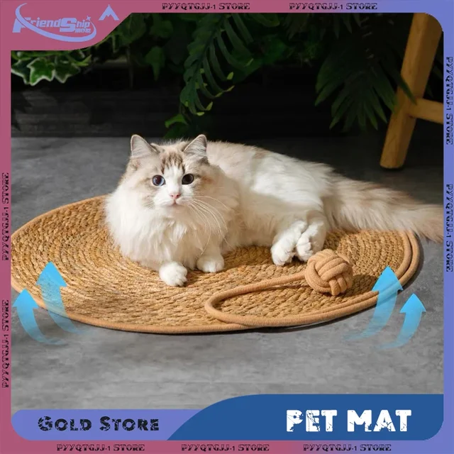 Cat Scratcher Mat Straw Fabric Cat Scratching Pad Furniture Couch Protector Horizontal Carpet Replacement Easy Use for Indoor 2