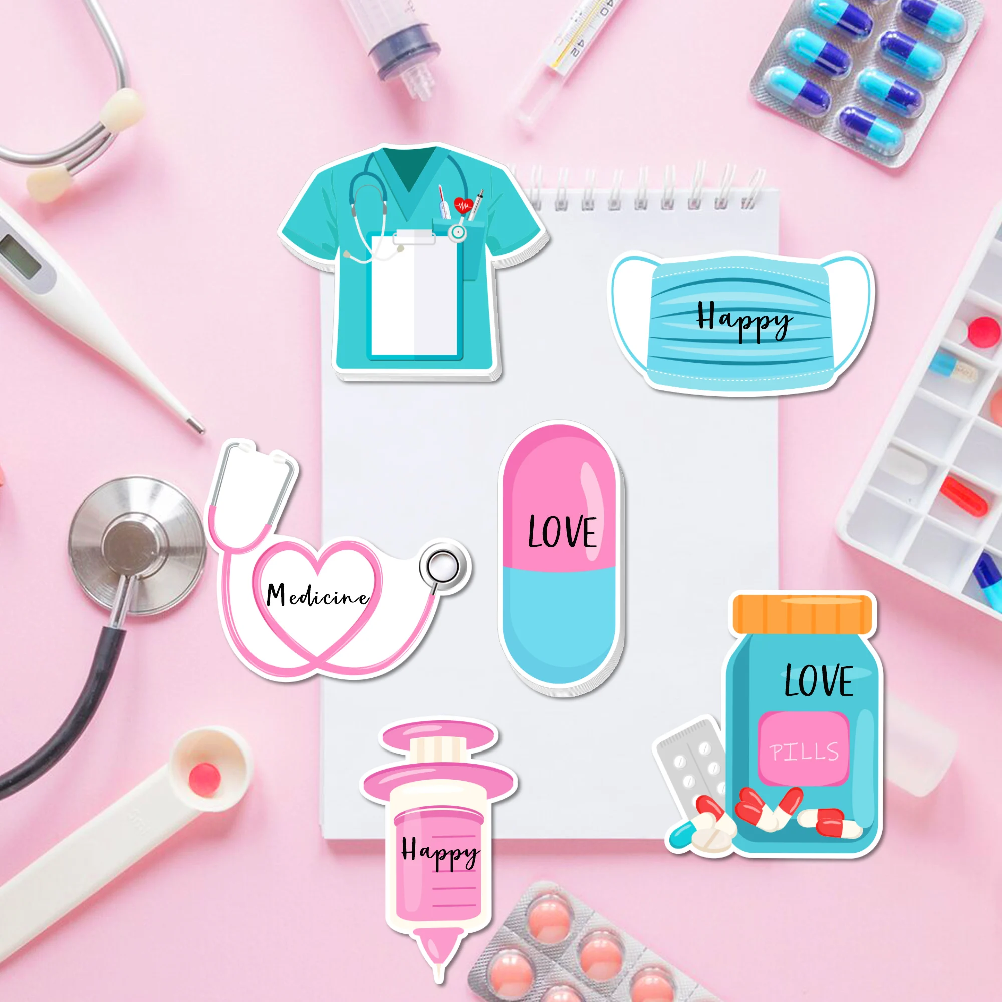Nurse's Day Theme Mini Sticky Memo Notes Pads Self Stick Funny Nurse Memo Pads for Nurse Day Party Supplies 4