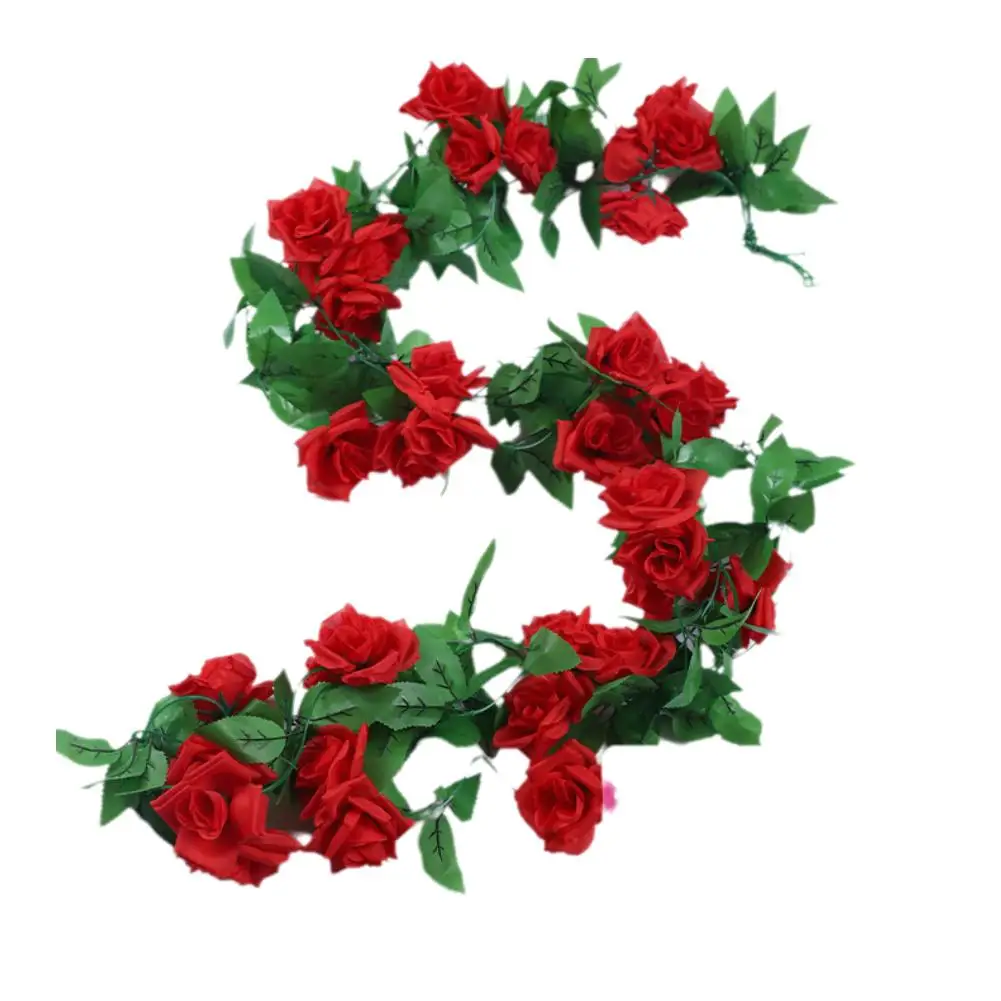 Simulation Rose Artificial Flowers Christmas Garland For Wedding Home Room Decoration Garden Arch Diy Fake Plant Vine F9m1