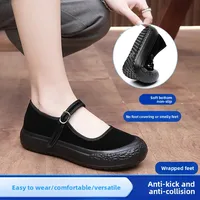 Elegant Thick Heel Work Shoes for Women Comfortable Soft Bottom Dance Shoes Hotel Protocol Shoes Black Cotton Shoes Mom Shoes