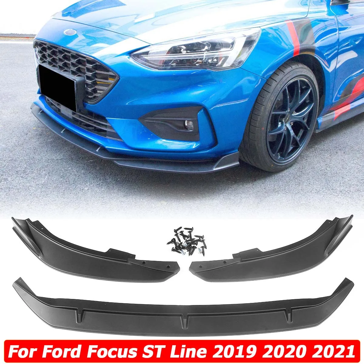 Front Bumper Lip Spoiler Side Splitter Diffuser Body Kit Guard For Ford