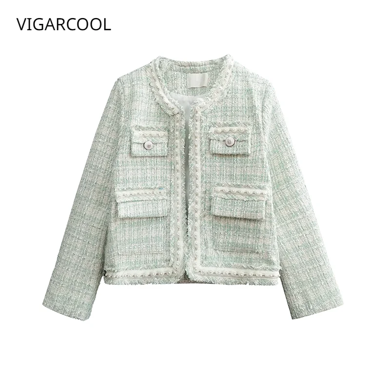 

Spring and Autumn 2023 New French style Celebrity Design Short Top Heavy Industry Beaded tweed Short Small Fragrant Coat Women