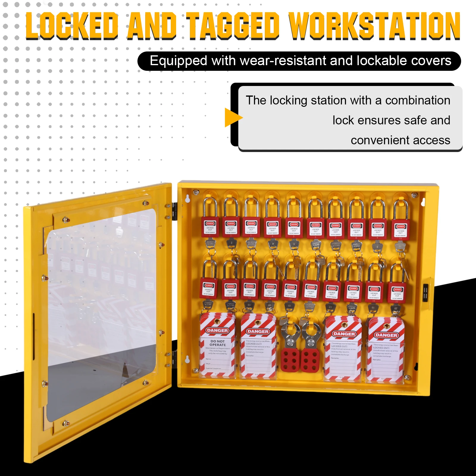 Lockout Tagout Station with Loto Devices 20 Safety Padlocks 6 Hasps 60 Tags Lock Out Tag Out Kit Board Lockout Safety Supply