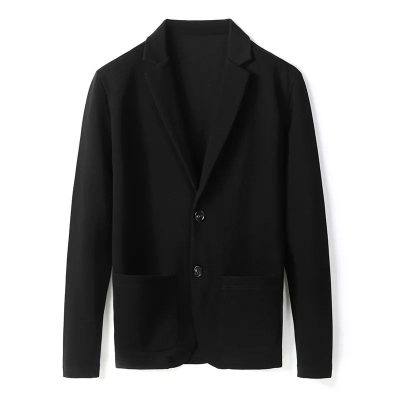 

Новинка Весна 2023, вязаный маленький кардиган на пуговицах, повседневный деловой трикотажный Однотонный мужской пиджак с воротником-поло