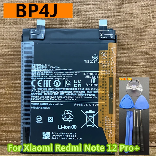 Xiaomi Redmi Note 12 Pro用の高品質バッテリー,オリジナルの Xiaomi Redmi Note 12 Pro用の高品質バッテリー,オリジナルの